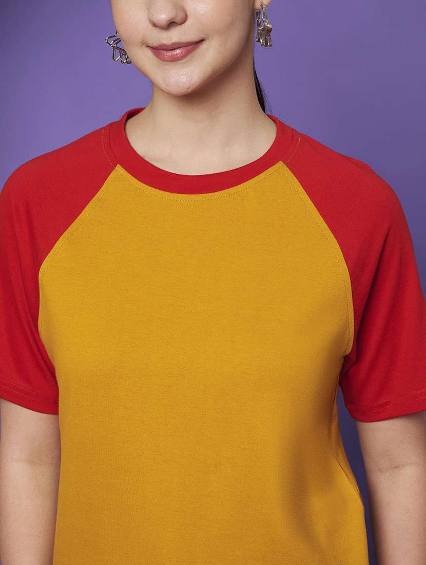 women color blocked short sleeeve relaxed fit t-shirt - 22265121 -  Standard Image - 6