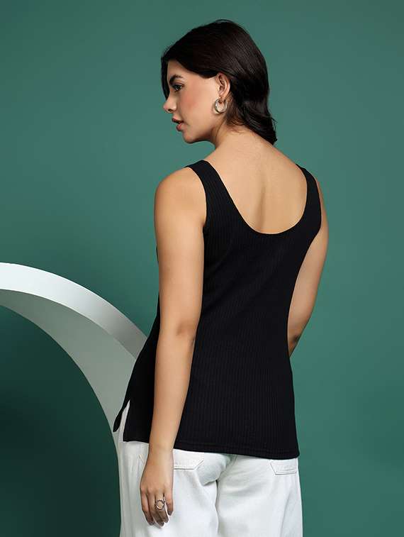 women black solid sleeveless camisole - 22265129 -  Standard Image - 4