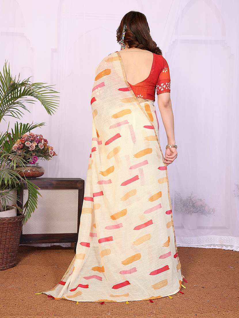 women printed casual wear saree with blouse - 22265378 -  Standard Image - 4