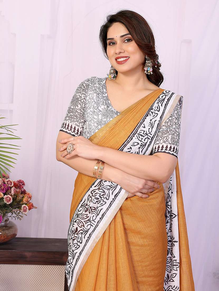women printed casual wear saree with blouse - 22265380 -  Standard Image - 1