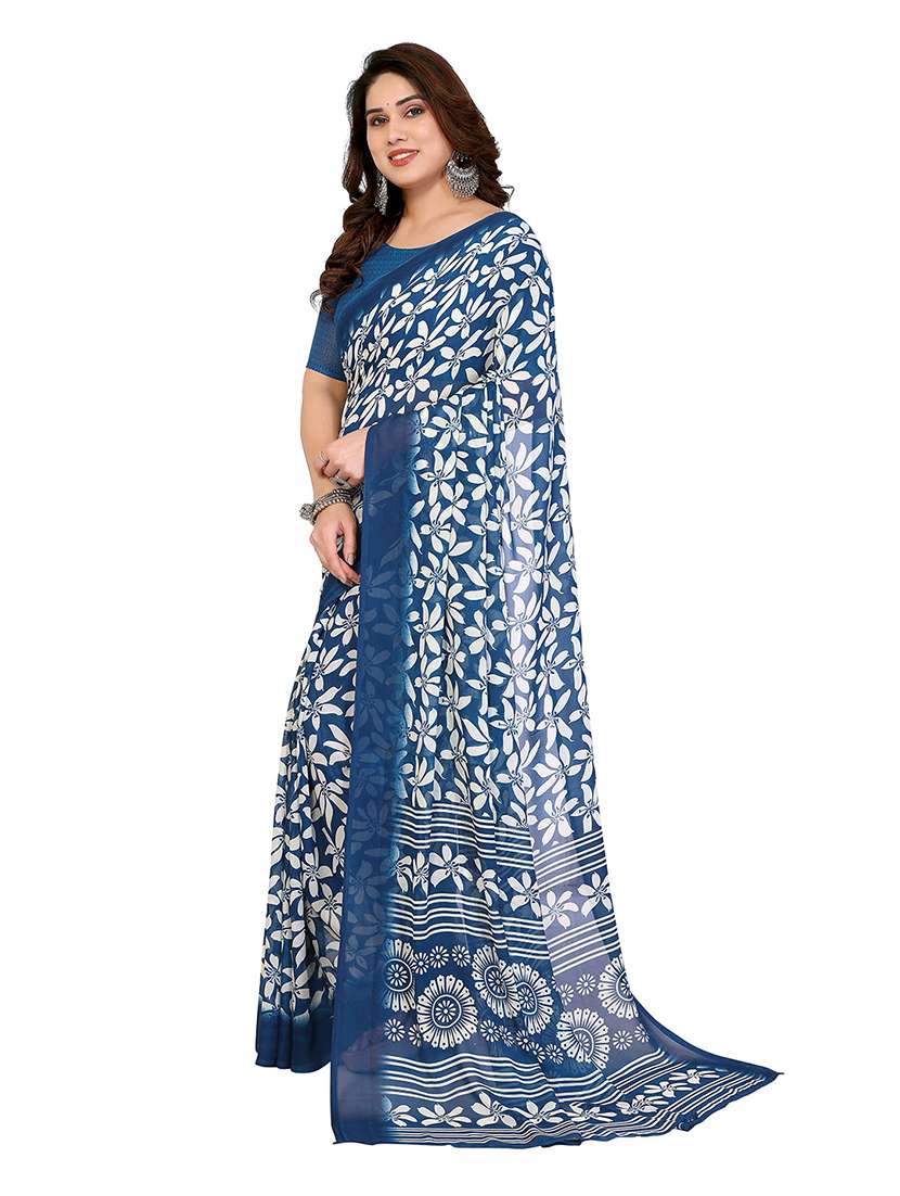 women printed casual wear saree with blouse - 22265391 -  Standard Image - 1