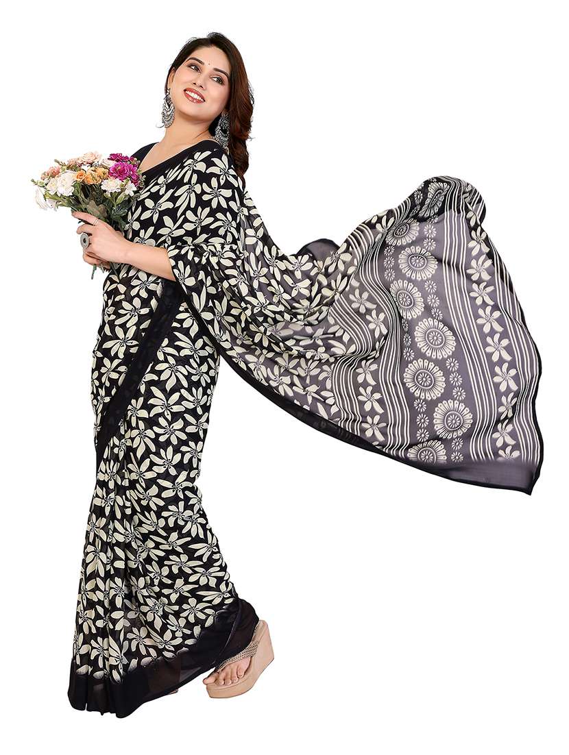 women printed casual wear saree with blouse - 22265395 -  Standard Image - 1