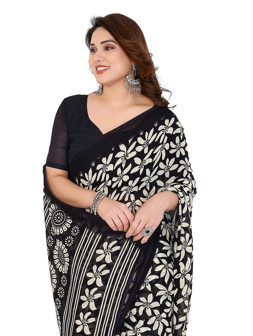 women printed casual wear saree with blouse - 22265395 -  Standard Image - 4