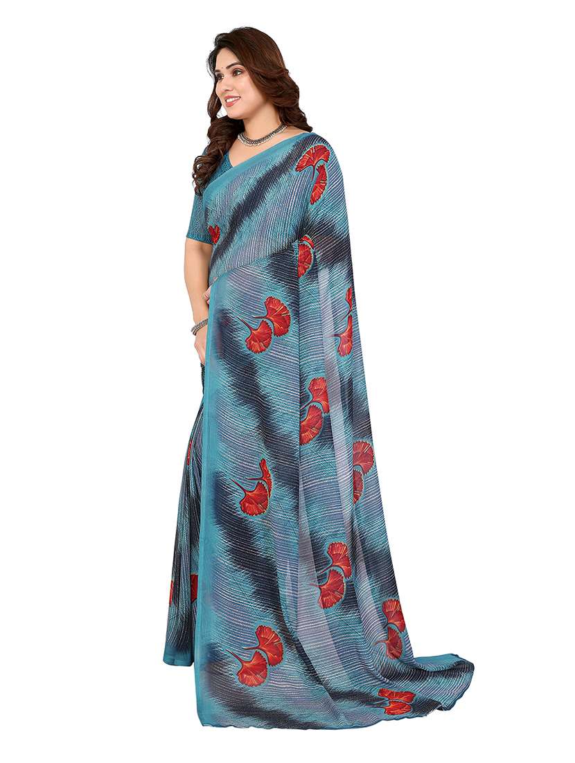 women printed casual wear saree with blouse - 22265396 -  Standard Image - 1