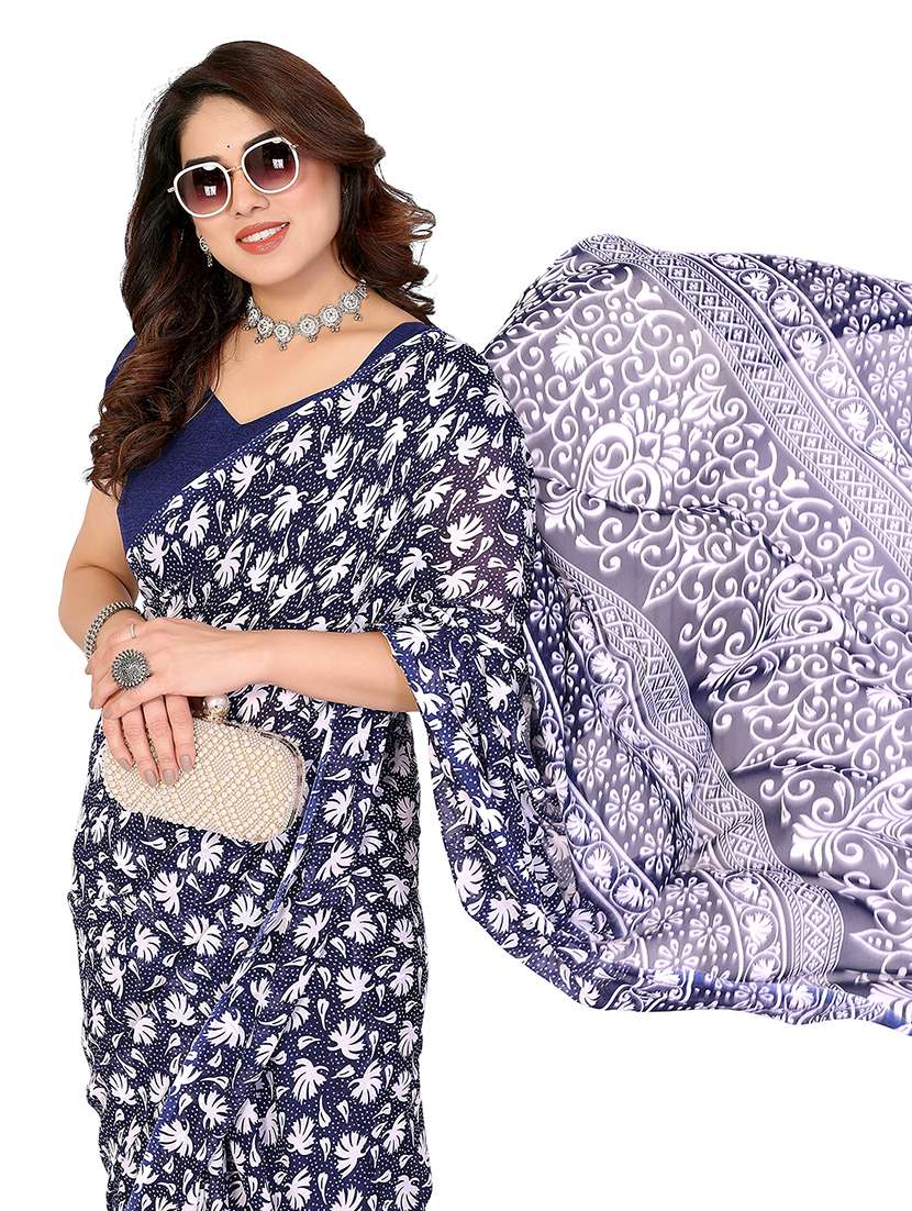 women printed casual wear saree with blouse - 22265404 -  Standard Image - 1