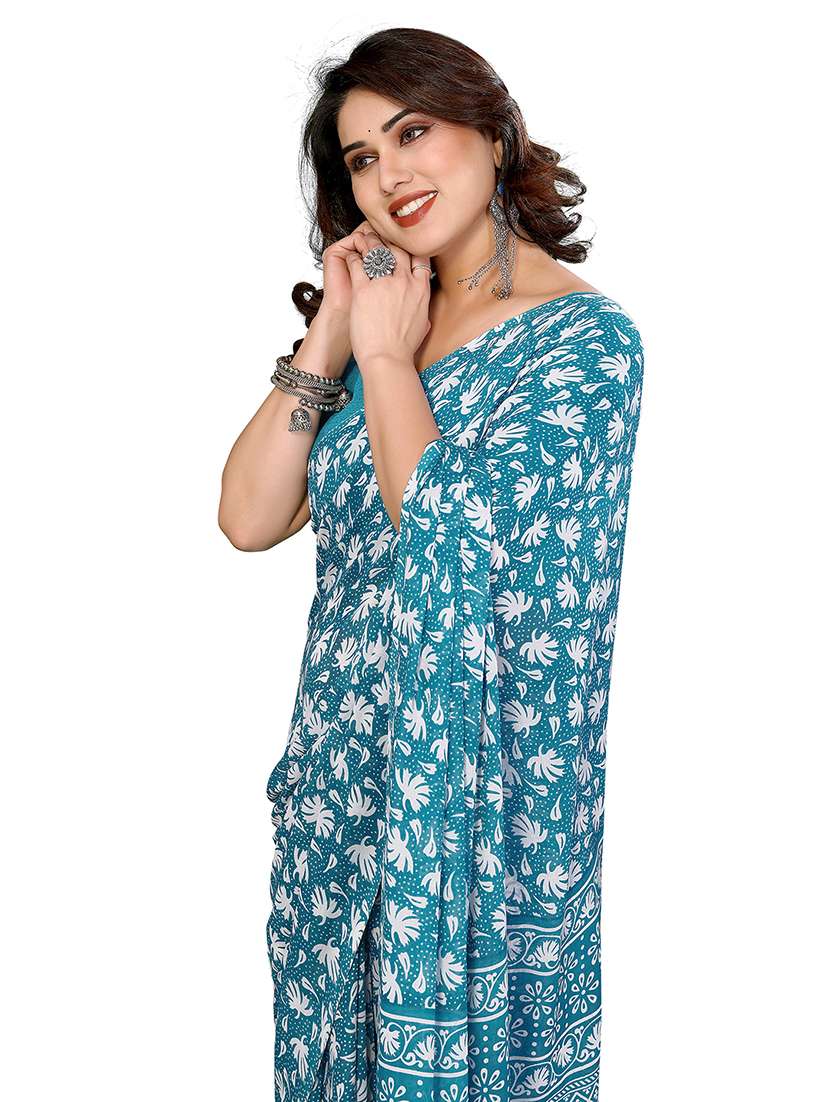 women printed casual wear saree with blouse - 22265407 -  Standard Image - 4