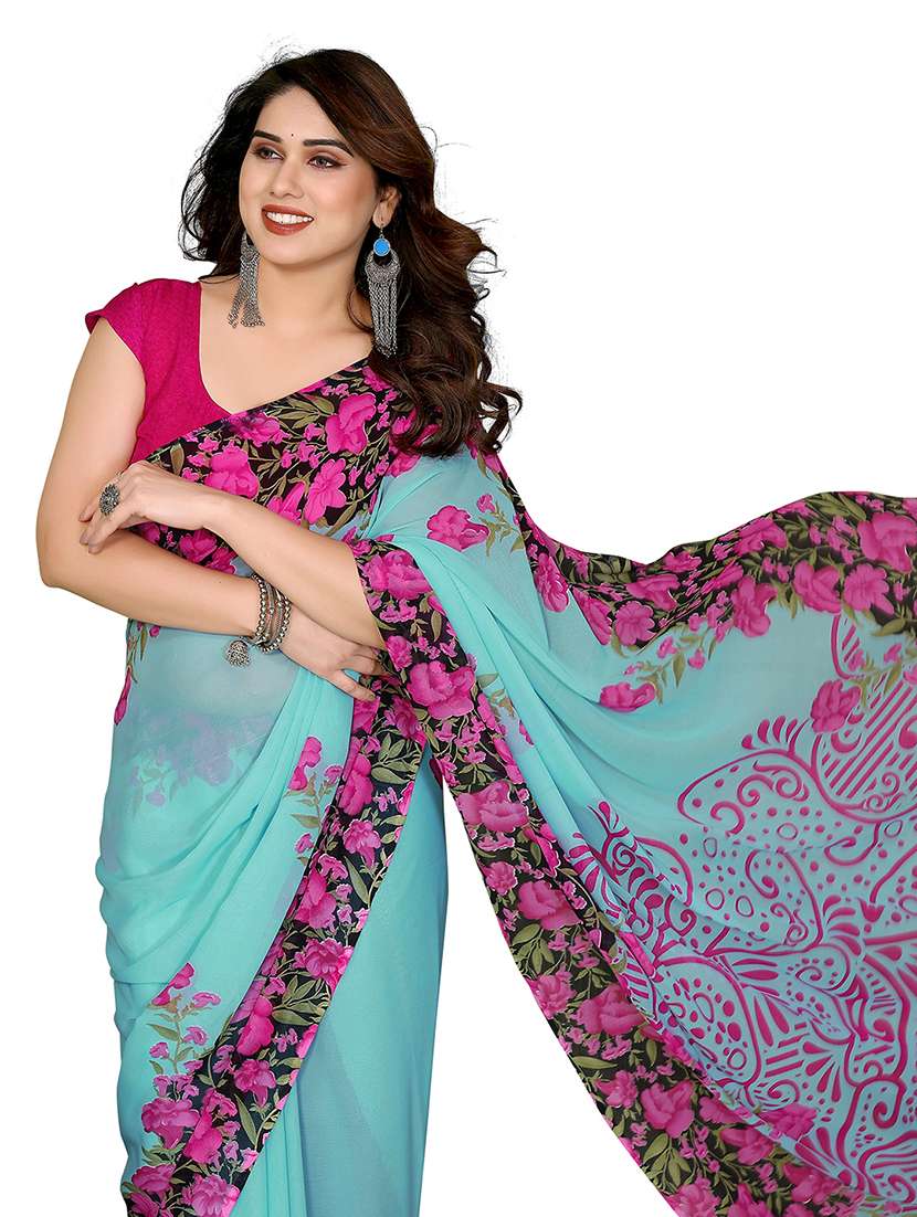 women printed casual wear saree with blouse - 22265411 -  Standard Image - 1