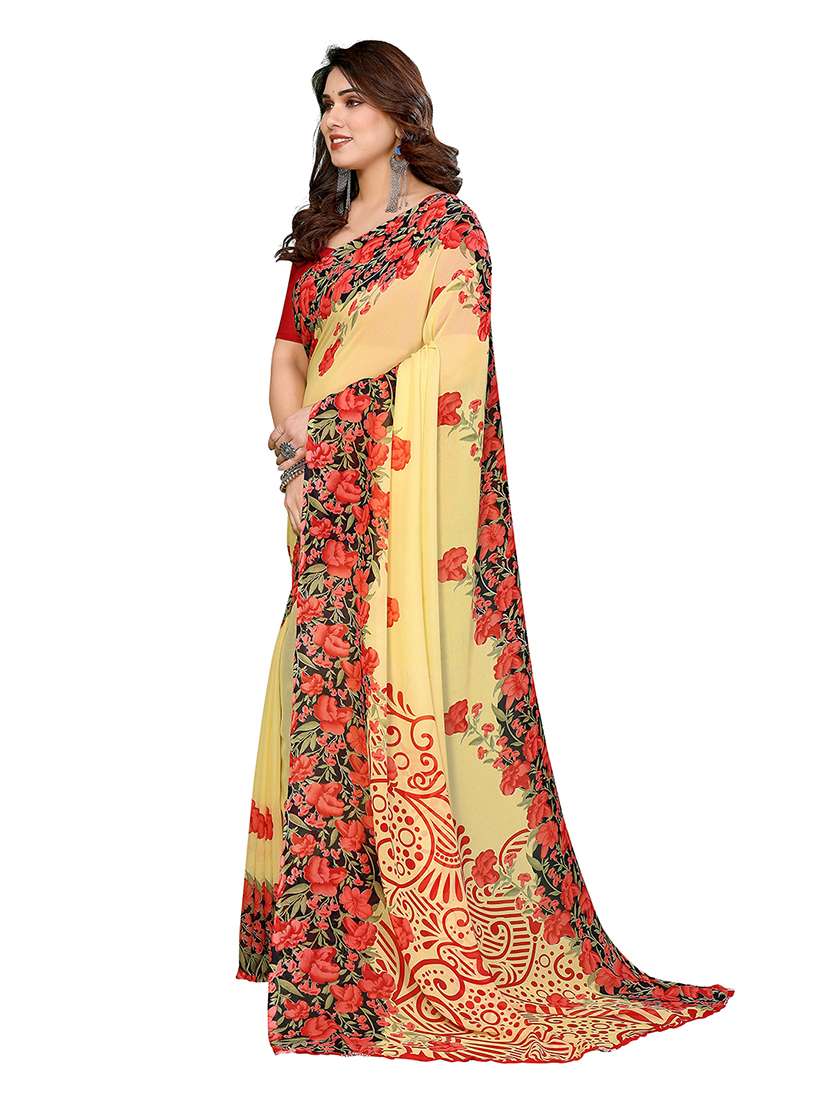 women printed casual wear saree with blouse - 22265412 -  Standard Image - 1