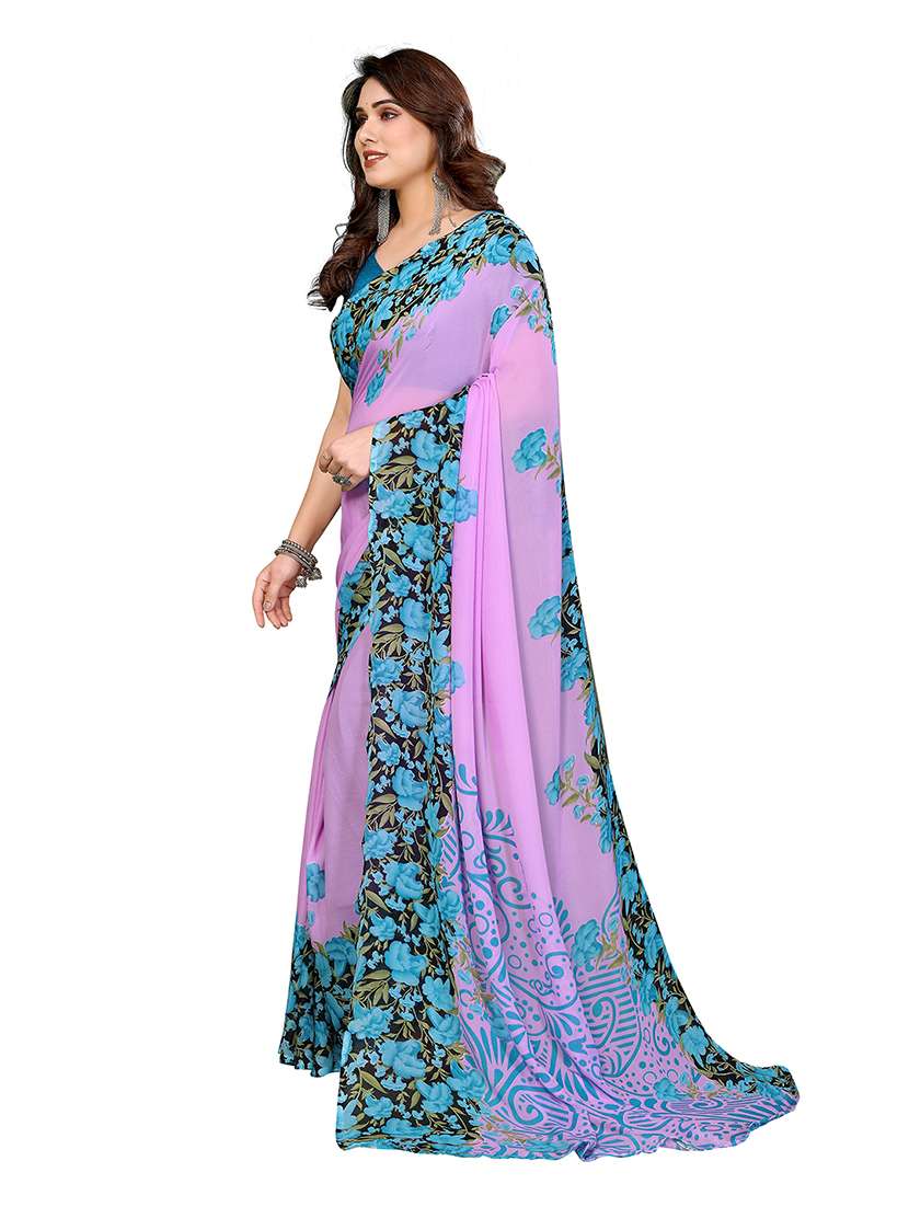 women printed casual wear saree with blouse - 22265414 -  Standard Image - 1