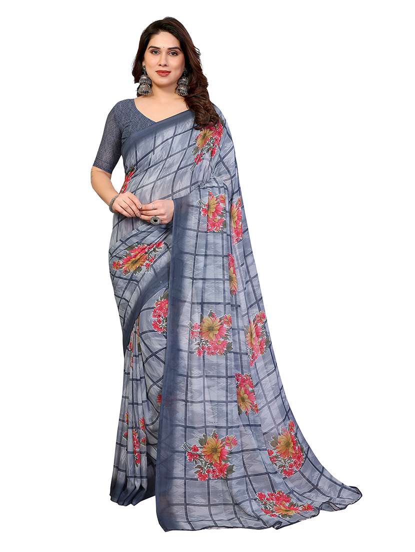 women printed casual wear saree with blouse