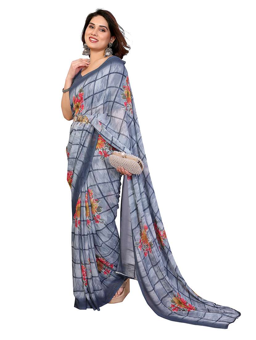 women printed casual wear saree with blouse - 22265415 -  Standard Image - 1