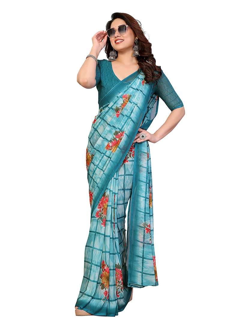 women printed casual wear saree with blouse - 22265418 -  Standard Image - 1