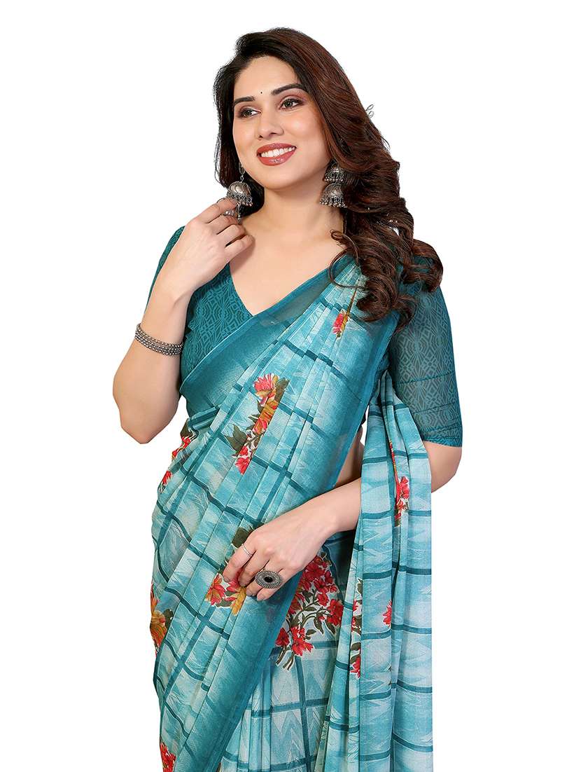 women printed casual wear saree with blouse - 22265418 -  Standard Image - 4