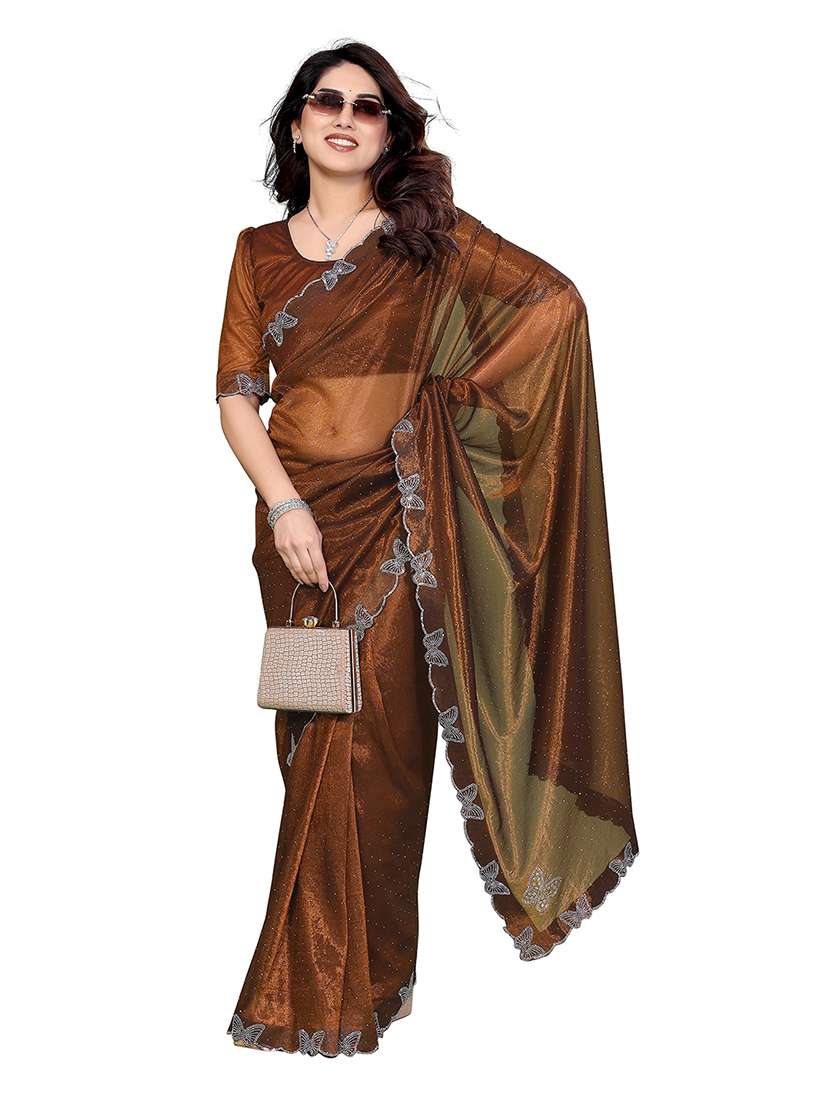 women solid with work embellished saree with blouse - 22265425 -  Standard Image - 1