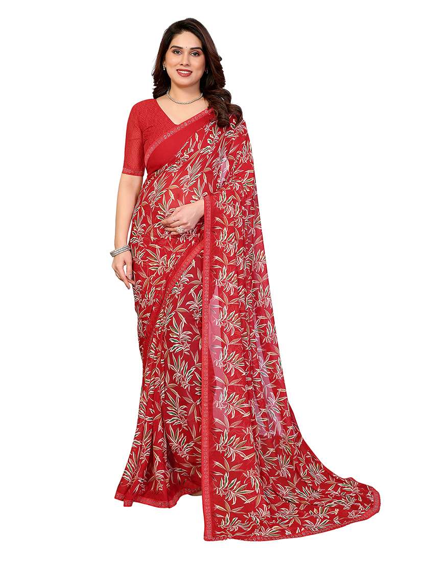 women printed casual wear saree with blouse