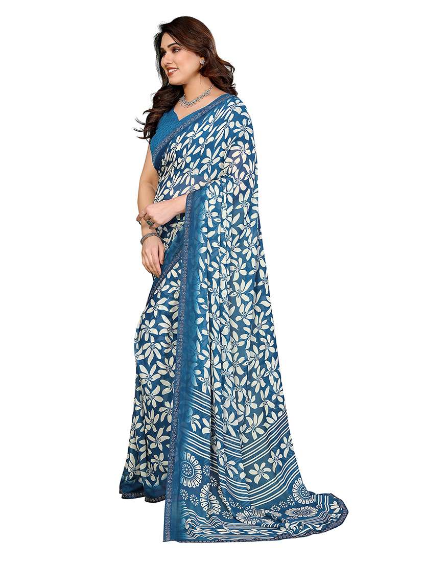 women printed casual wear saree with blouse - 22265432 -  Standard Image - 1