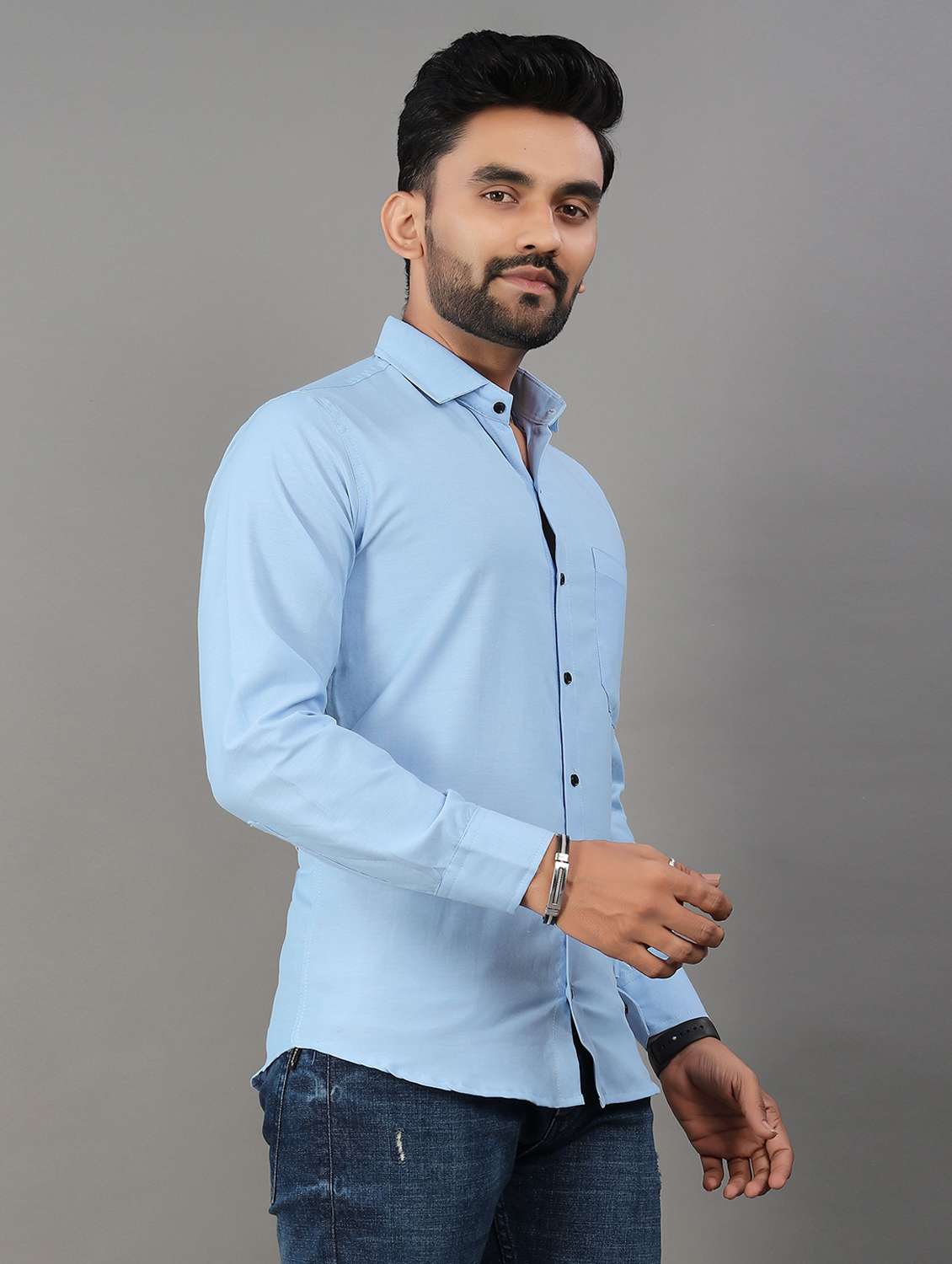 men solid long sleeve regualr fit casual shirt - 22265491 -  Standard Image - 1