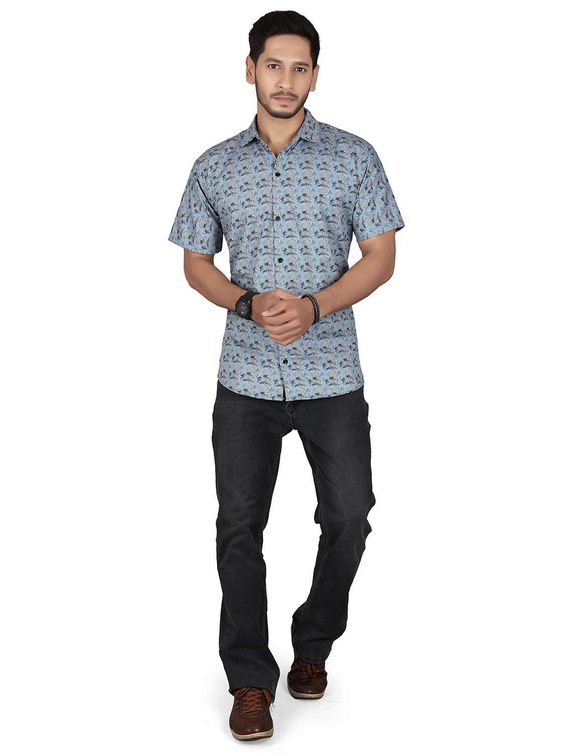 men printed short sleeve regualr fit casual shirt - 22265500 -  Standard Image - 4