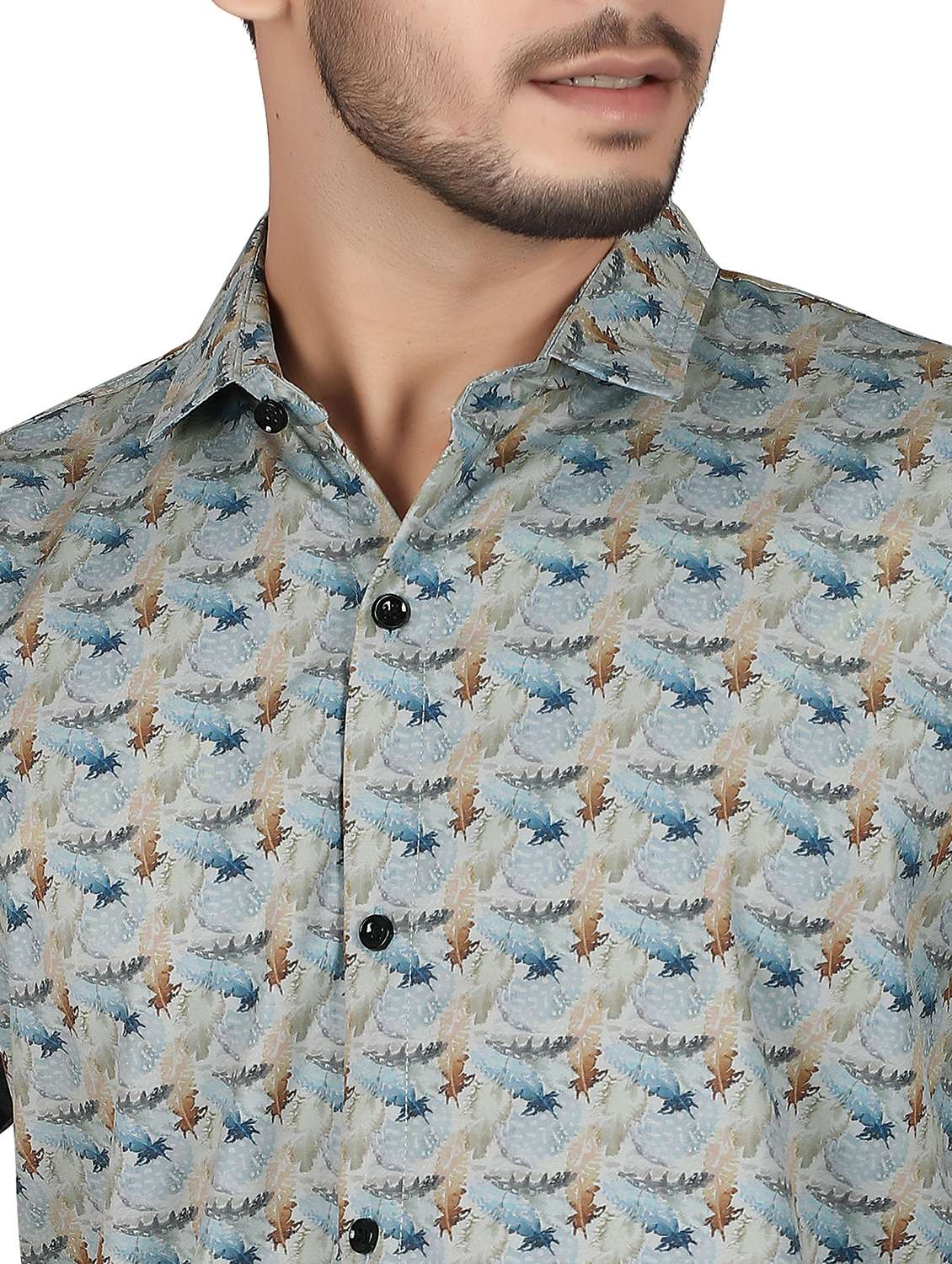 men printed short sleeve regualr fit casual shirt - 22265501 -  Standard Image - 4