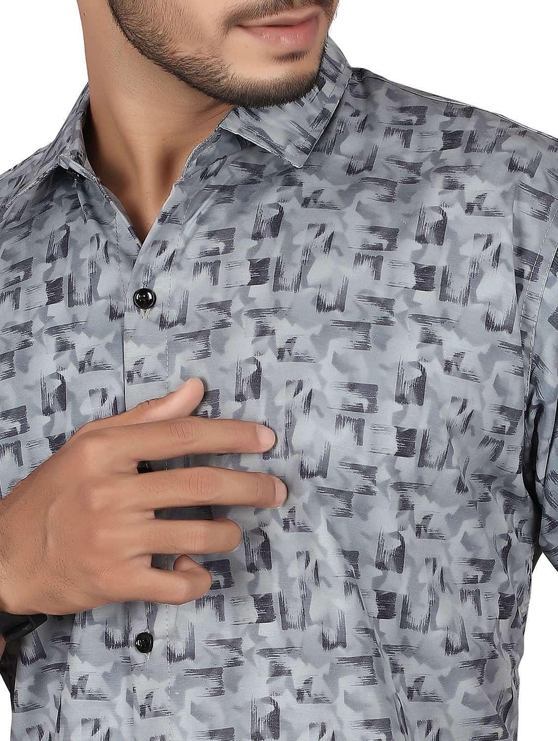men printed short sleeve regualr fit casual shirt - 22265504 -  Standard Image - 4