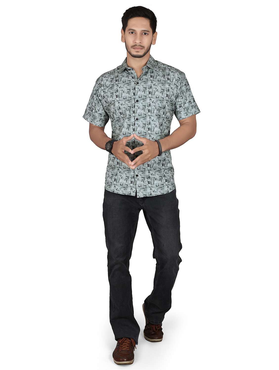 men printed short sleeve regualr fit casual shirt - 22265506 -  Standard Image - 4