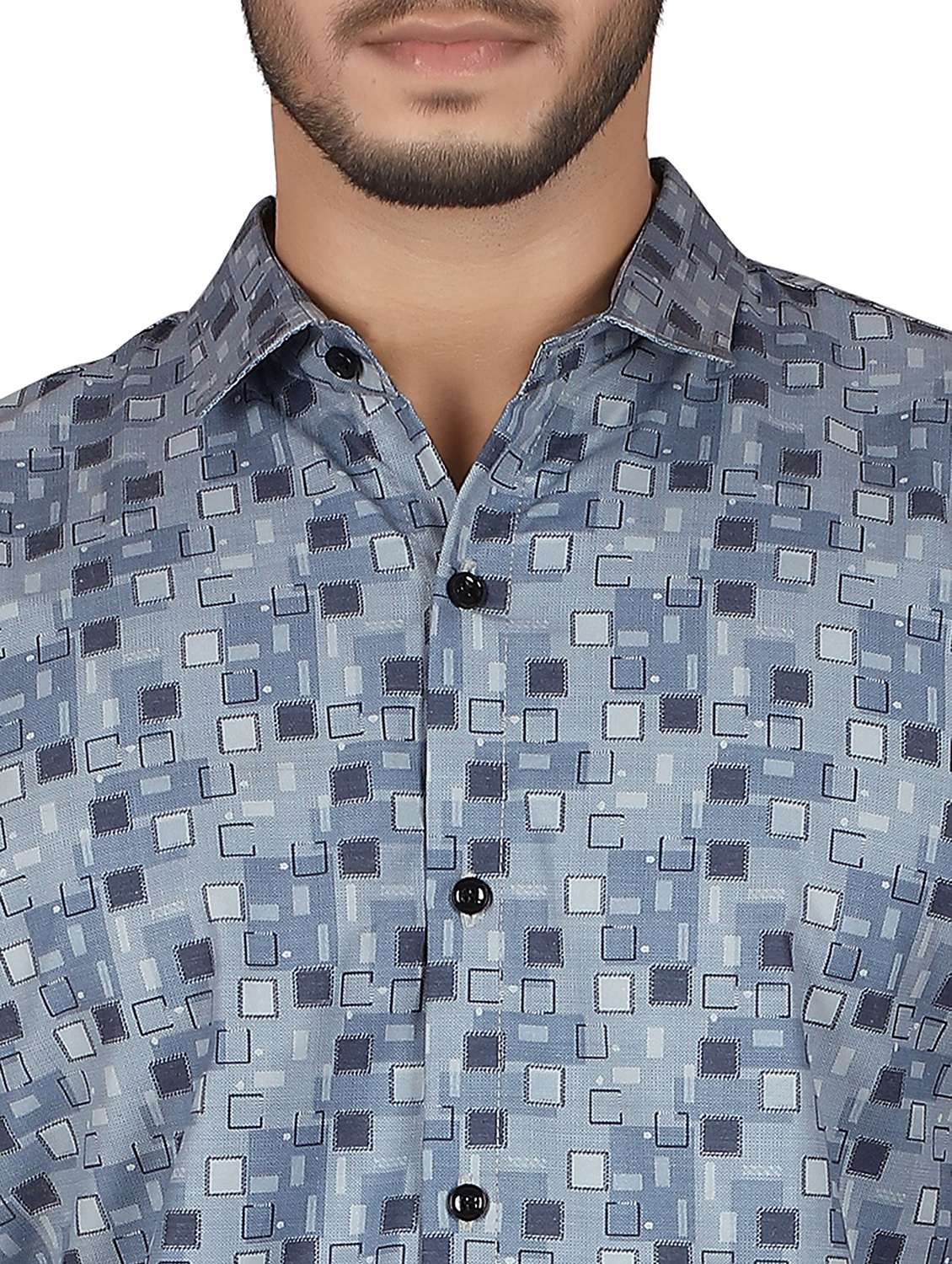 men geometric short sleeve regualr fit casual shirt - 22265507 -  Standard Image - 4