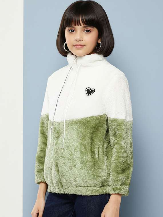 girls color blocked long sleeve jacket - 22265705 -  Standard Image - 1