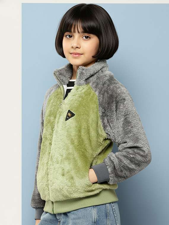 girls color blocked long sleeve jacket - 22265708 -  Standard Image - 1