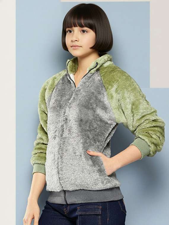 girls color blocked long sleeve jacket - 22265709 -  Standard Image - 1