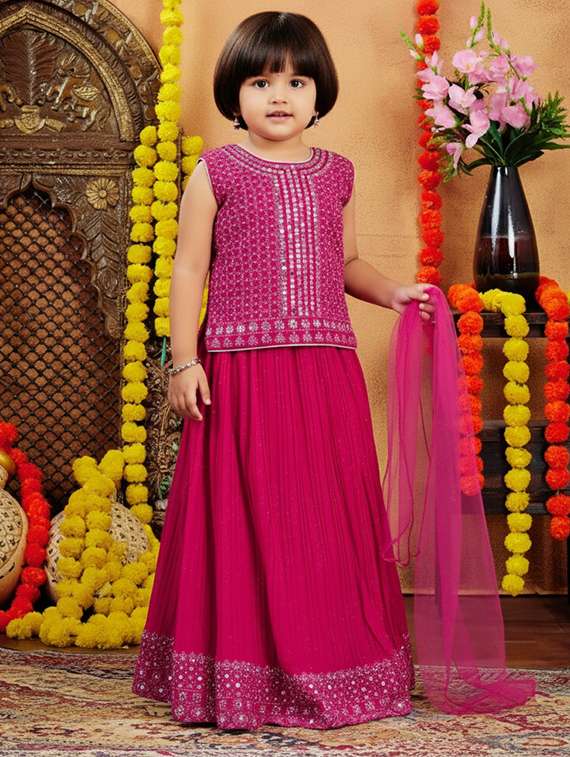 girls embroidered lehenga choli with dupatta - 22265717 -  Standard Image - 1