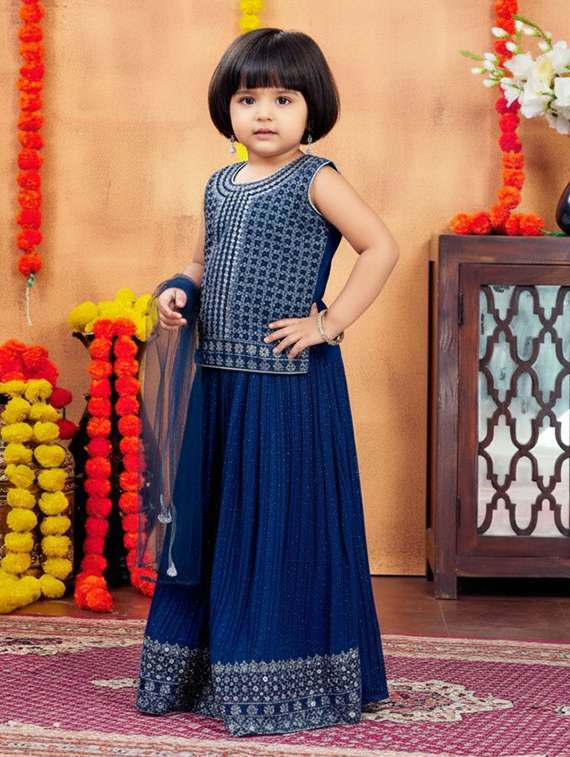 girls embroidered lehenga choli with dupatta set - 22265718 -  Standard Image - 1