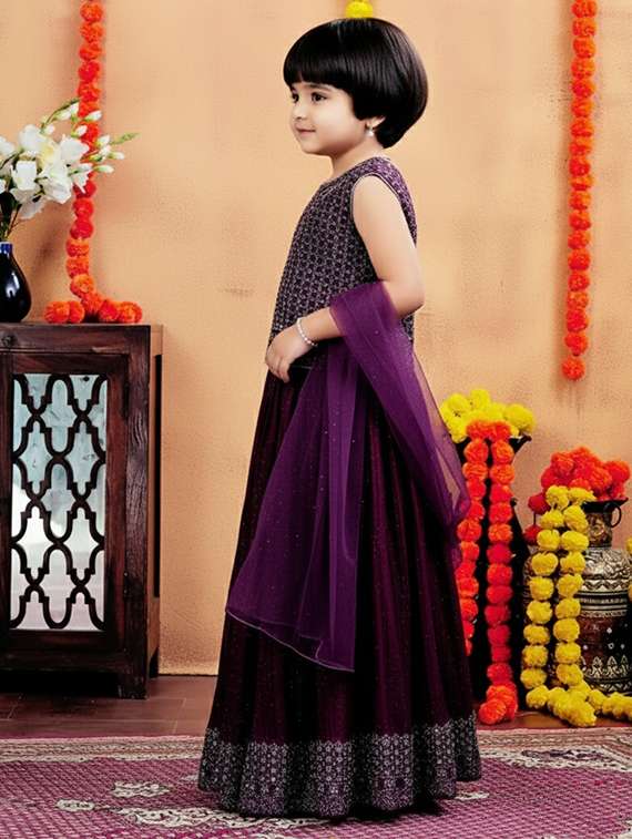 girls embroidered lehenga choli with dupatta set - 22265719 -  Standard Image - 1