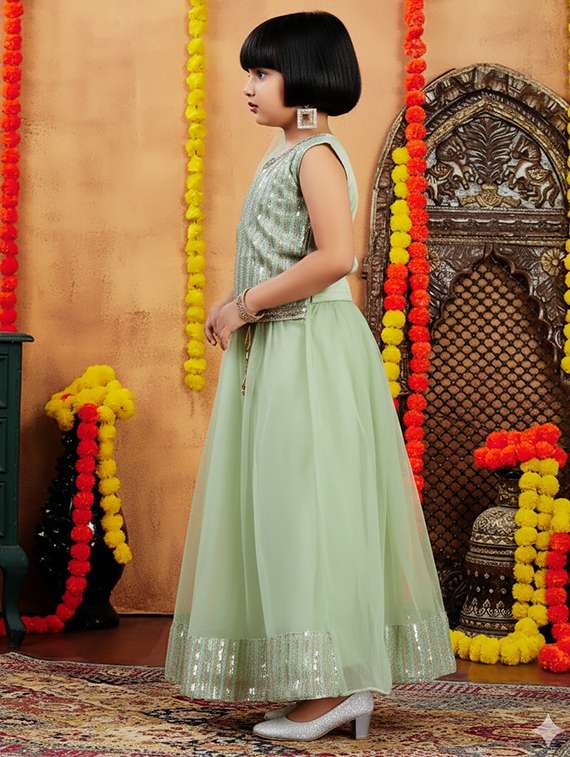 girls embroidered lehenga choli with dupatta set - 22265721 -  Standard Image - 1