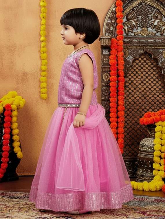 girls embroidered lehenga choli with dupatta set - 22265722 -  Standard Image - 1