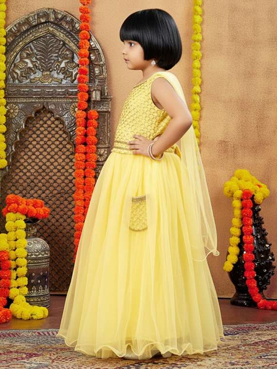 girls embroidered lehenga choli with dupatta set - 22265727 -  Standard Image - 1