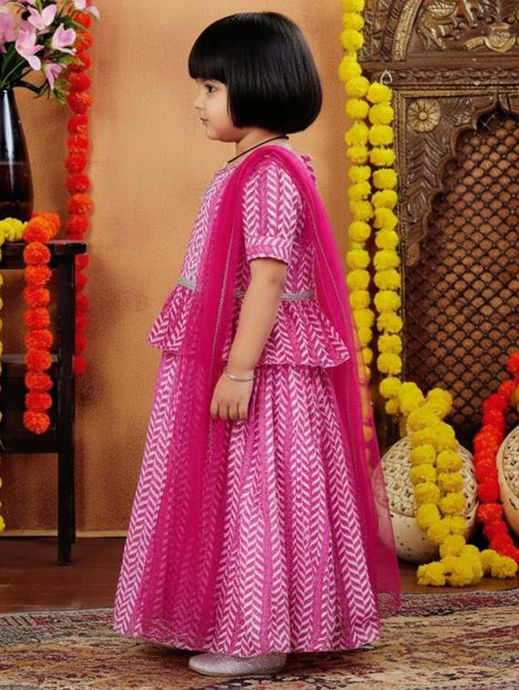 girls printed lehenga choli with dupatta set - 22265730 -  Standard Image - 1