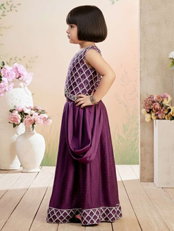 girls embroidered lehenga and choli set - 22265748 -  Standard Image - 1