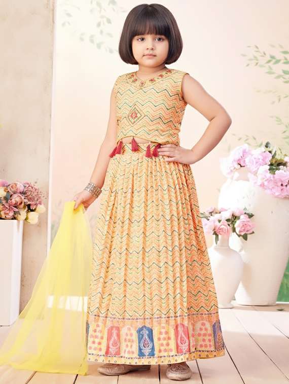 girls printed lehenga choli with dupatta set - 22265750 -  Standard Image - 1