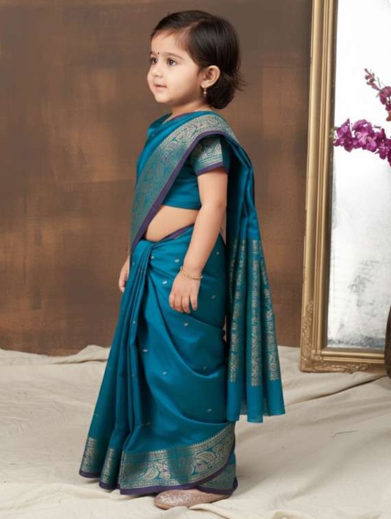 girls bordered ready to wear saree - 22265772 -  Standard Image - 1