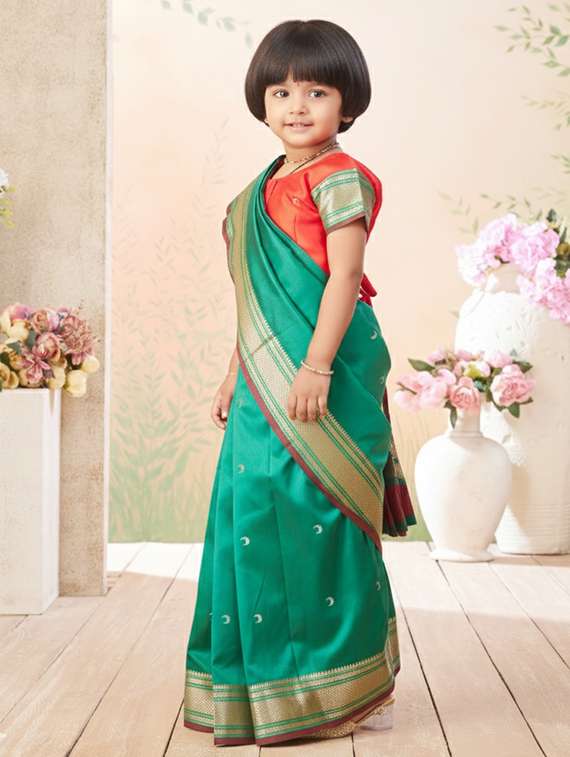 girls bordered ready to wear saree - 22265785 -  Standard Image - 1