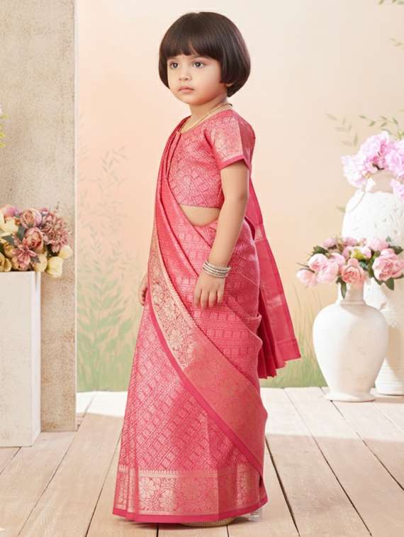 girls bordered ready to wear saree - 22265788 -  Standard Image - 1