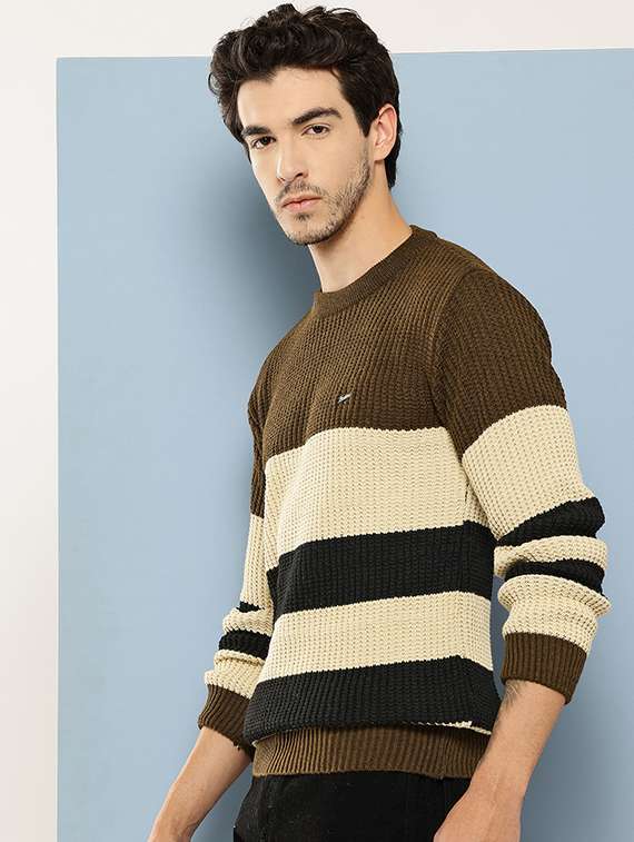 men color block long sleeve regular fit pullover - 22265789 -  Standard Image - 1