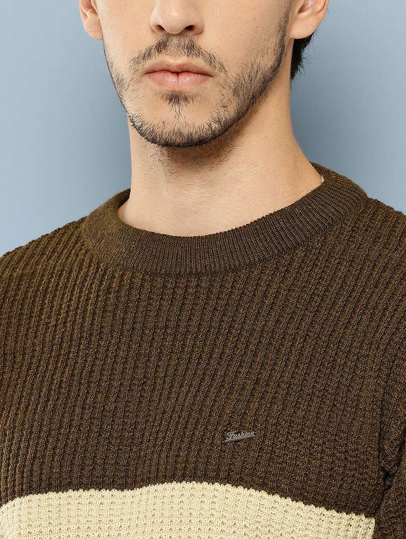 men color block long sleeve regular fit pullover - 22265789 -  Standard Image - 4