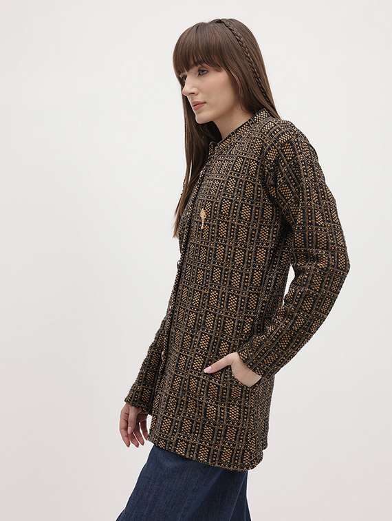 women self designed long sleeve cardigan - 22265792 -  Standard Image - 1