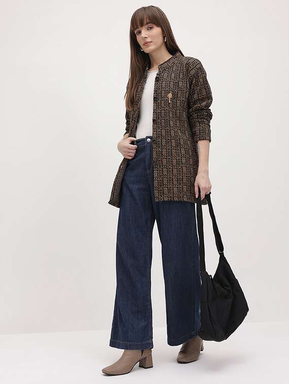 women self designed long sleeve cardigan - 22265792 -  Standard Image - 4