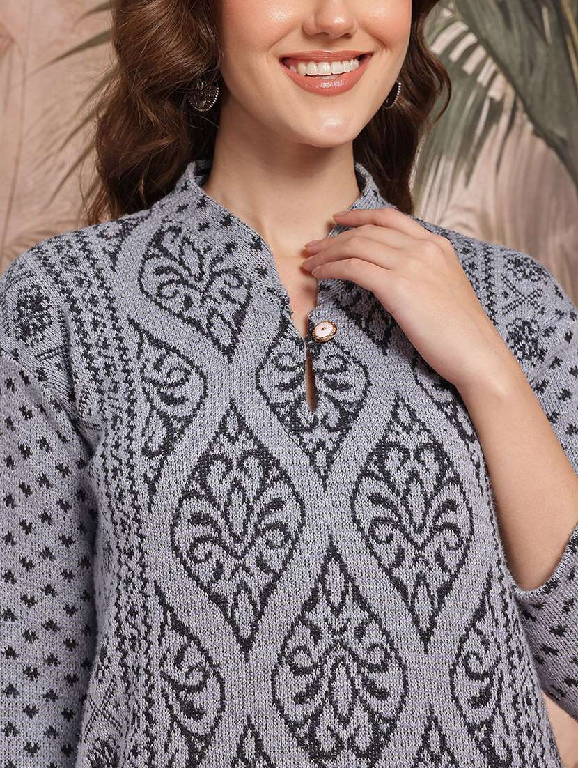 women self design long sleeve kurta pant set - 22265799 -  Standard Image - 4