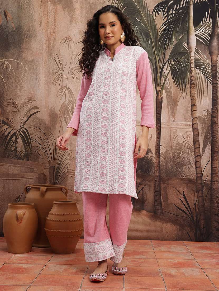 women self design long sleeve kurta pant set - 22265805 -  Standard Image - 1