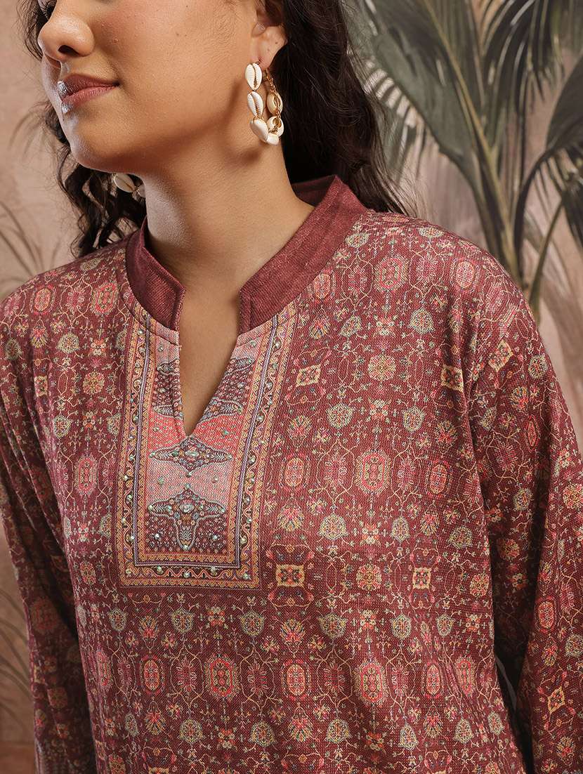 women printed long sleeve kurta pant with dupatta set - 22265807 -  Standard Image - 4