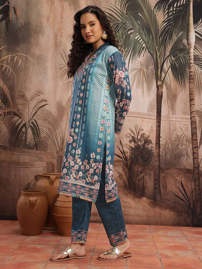 women printed long sleeve kurta pant with dupatta set - 22265808 -  Standard Image - 1