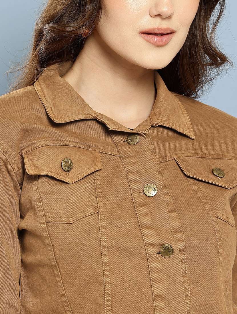 women solid long sleeve denim jacket - 22265810 -  Standard Image - 4